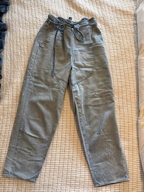 Ulla Johnson light blue denim Utility Paperbag-Waist Pants